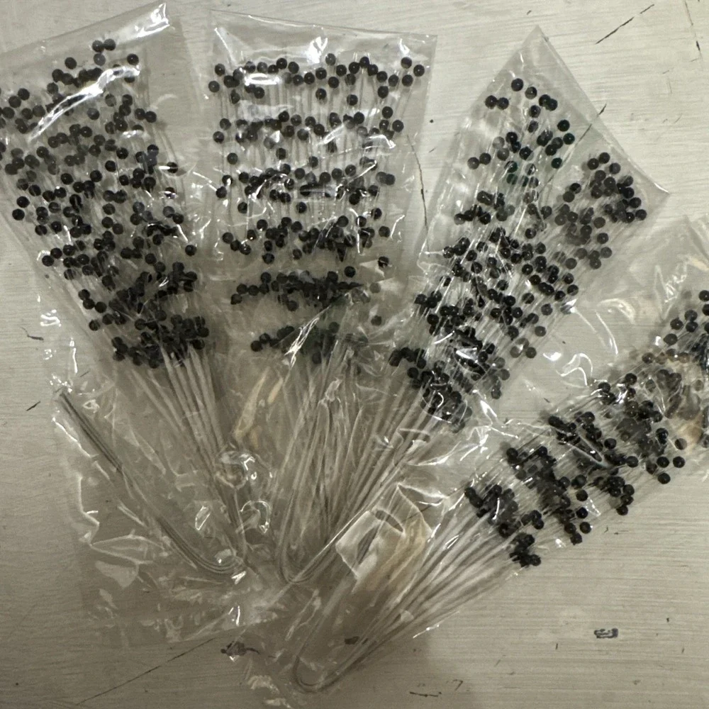 48pcs Beaded Stick Bride Wedding BLACK Pearl Bouquet Party Decoration Decor